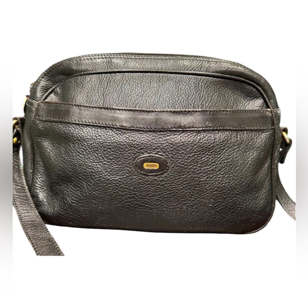 Bally Vintage Black Leather Crossbody Bag I Made In Italy